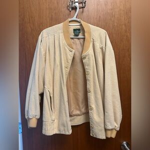 Vintage Cabin Creek Beige Textured Bomber Jacket